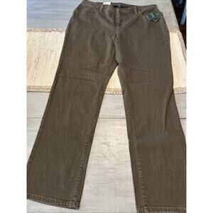 NWT Lauren Ralph Lauren Vintage Olive Classic Straight Jeans Sz 16W Slimming Fit